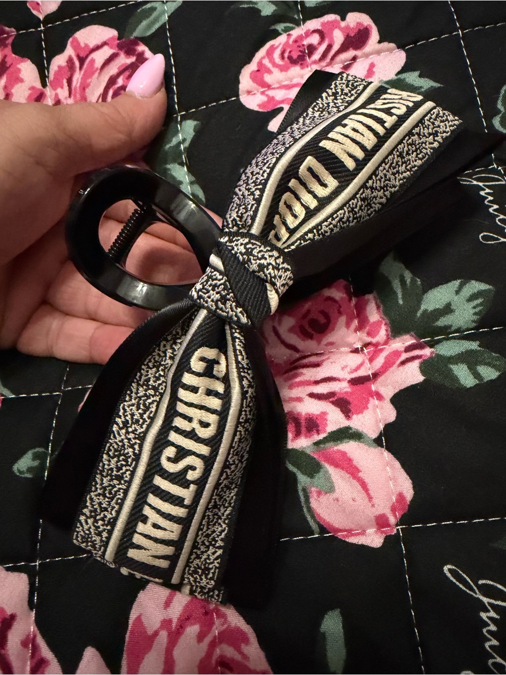 Bow Hair Clip - Black and Cream